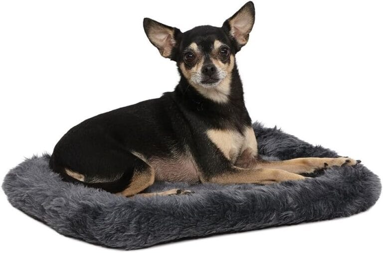 MidWest Homes for Pets QuietTime XXS Dog Bed  Gray Faux Fur Bolster, Ultra-Soft and Machine Washable, Fits 18-Inch Crates and Carriers, for Small Dogs and Cats