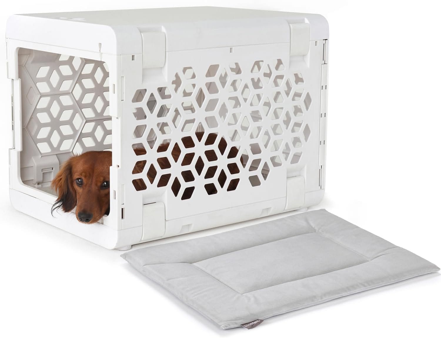 KindTail PAWD Collapsible Puppy And Dog Crate + Washable Bed Stylish Pet Kennel With Comfortable Pad Safe Indoor Set Lightweight, Compact & Portable For Travel Small White KindTail PAWD Collapsible Puppy and Dog Crate + Washable Bed - Stylish Pet Kennel with Comfortable Pad - Safe Indoor Set - Lightweight, Compact & Portable for Travel - Small White