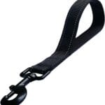 Short Dog Leash - Traffic Padded Handle - Heavy Duty - Short Nylon Dog Lead for Training Control - Reflective Threads Pet Leashes for Large Dogs and Medium Dogs (12 Inch, Black)