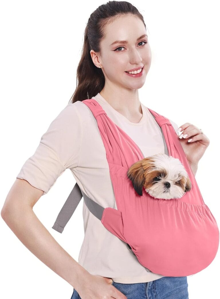 Supet Dog Sling Carrier for Small Pets, Hands Free Front Cat Sling, Reducing Back Neck Pain Anti-Anxiety, Adjustable Soft Carrying