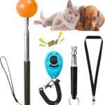 Training Kit - 1 Target Stick, 1 Training Clicker, 1 Whistle - Dog Training Equipment Tools, Cat Toilet Trainer Kit, Agility Training Lure Course For Dogs, Kitten Puppy Behavior Aids Trick (A Type)