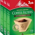 Melitta #4 Cone Coffee Filters, Unbleached Natural Brown, 100 Count (Pack of 3), 300 Total Filters - Packaging May Vary