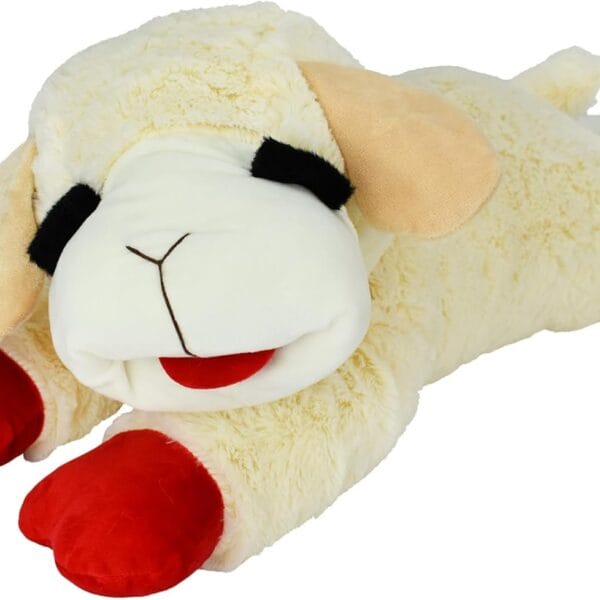 Multipet Lamb Chop Dog Plush Toy - Squeaky Toy for All Dogs - Extra Soft Plush - Stuffed Animal Dog Toy for Cuddling & Playing - Jumbo Pet Toy (24", Cream)