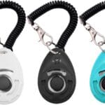Dog Training Clicker with Wrist Strap Durable Lightweight Easy to Use,Pet Training Clicker for Cats Puppy Birds Horses,Perfect for Behavioral Training 3-Pack (Black,White and Water Lake Blue) (3)