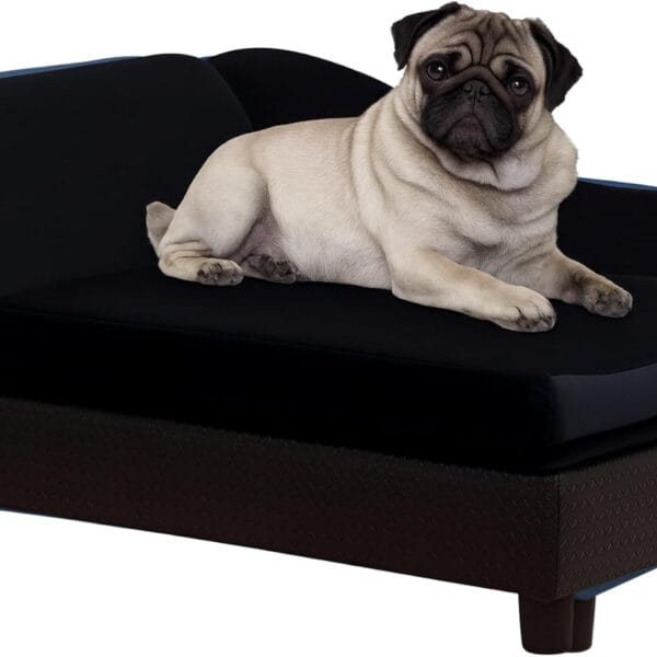 PawHut Luxury Fancy Dog Couch with Hidden Storage, Small Dog Sofa Bed with 2" Soft Foam, Modern Pet Furniture for Puppies & Little Breeds, Black