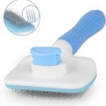 Self Cleaning Slicker Brush,Dog Brush & Cat Brush with Massage Particles,Removes Loose hair & Tangles,Skin Friendly & Promote Circulation-Blue 1