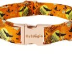 Spooky Halloween Dog Collar, Handmade Cotton with Bats & Pumpkins Pattern Pet Collar for Small Medium Large Dogs, Breathable, Adjustable & Comfortable Puppy Collar for Photos & Walks-S