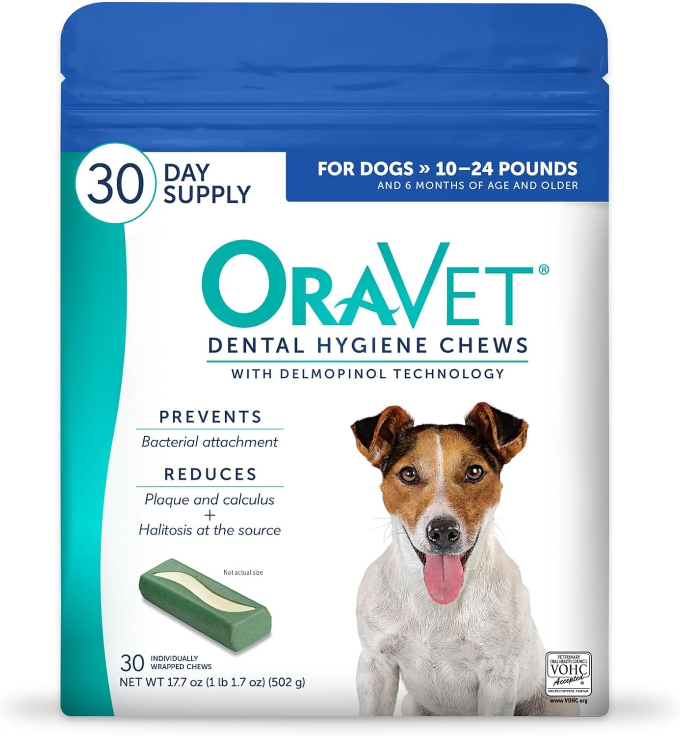 ORAVET Dental Chews For Dogs, Oral Care And Hygiene Chews (Small Dogs, 10 24 Lbs.) Blue Pouch, 30 Count ORAVET Dental Chews for Dogs, Oral Care and Hygiene Chews (Small Dogs, 10-24 lbs.) Blue Pouch, 30 Count
