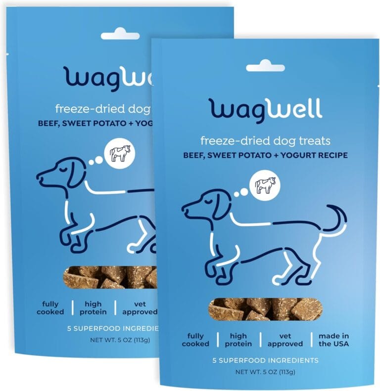 WagWell Freeze-Dried Treats - Beef, Sweet Potato, + Yogurt Recipe - Fully Cooked, High Protein Made in The USA - Minimally Processed & Vet Approved - Pack of 2