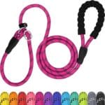 TagME Slip Leads for Dogs, 6 FT Heavy Duty Slip Leash with Padded Handle, Strong Rope No Pull Pet Training Leash for Medium Dogs,Hot Pink