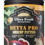 Ultra Fresh Betta Fish Food, Pro Shrimp Patties, 50% Sword Prawns + Akiami Paste Shrimps, All Natural Protein, Rich in Calcium, for Betta's Healthy Development and Cleaner Water, 0.7 oz
