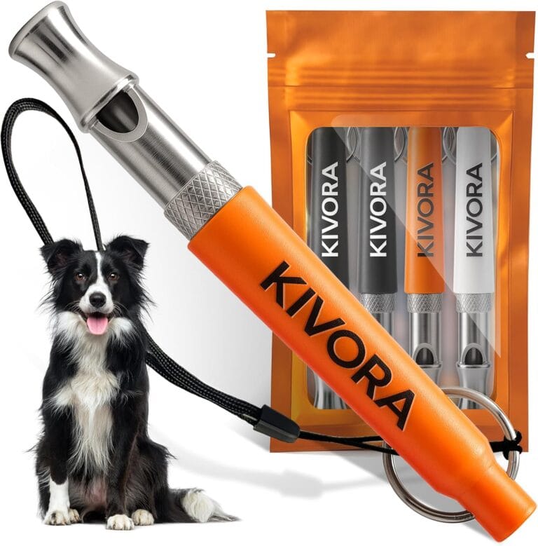 KIVORA 4 Pack Dog Whistle to Stop Barking Neighbors Dog,304 Stainless Steel Adjustable Ultrasonic Silent Dog Training Whistle for Recall & Bark Control,Professional Whistle Suitable for All Dogs