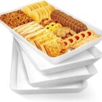 WOWBOX 4 pcs Serving Tray for Entertaining, Grilling BBQ Accessories, Serving Platters for Snacks, Fruit, Reusable Plastic Trays for Serving Food and Pantry Organization in Kitchen & for Parties