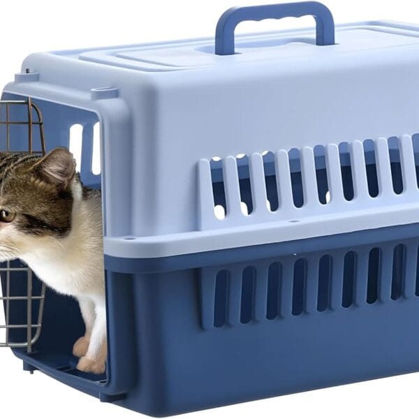 LLGJ-Pets CarrierKennel23 In. longHard-Sidedfor Dog/cat up to 23 lbs suit for Airline/Road Travelblue