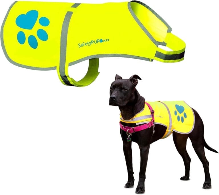 Dog Reflective Vest  Hi-Vis Fluorescent Visibility That Helps to Safeguard Your Pet On/Off Leash in Urban & Rural Areas (Yellow, Medium)