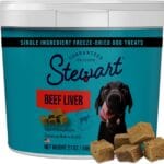 Stewart Single Ingredient Freeze Dried Raw Dog Treats, Beef Liver, 21 Ounce Value Size, Approx. 475 Pieces per Resealable Tub, Training Treats or Meal Topper, High Protein, Grain Free, Gluten Free
