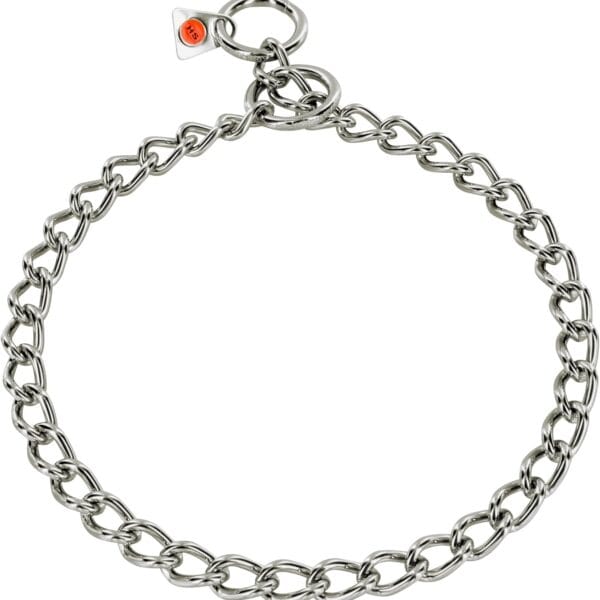 Herm Sprenger Stainless Steel Dog Collar with Round Links Choke Chain for Small Medium Large Dogs Professional Training Collar Correction Slip Chain Made in Germany (22in (55cm))