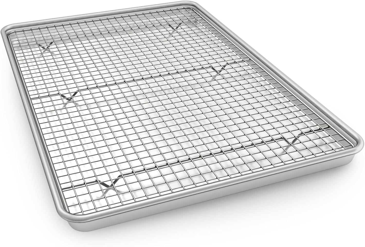 Half Sheet Pans With Rack Set, 18 Inch Commercial Quality Baking Sheet Pan Set, Natural Aluminum Cookie Sheet, Warp Resistant Nonstick Thick Cookie Tray Pans For Baking, Roasting Half Sheet Pans with Rack Set, 18 Inch Commercial Quality Baking Sheet Pan Set, Natural Aluminum Cookie Sheet, Warp Resistant Nonstick Thick Cookie Tray Pans for Baking, Roasting