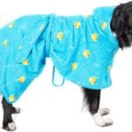 Barkbox Dog Bathrobe Fast Drying with Hook and Loop Closure & Wrap Tie Snuggle, Cute Dogs Clothes, Easy to Clean, Machine Washable, Dog Coats and Tumble Dry Low - Rubber Duck, Large