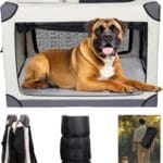 42 Inch Foldable Dog Crate - Portable Puppy Travel Crate Kennel for Large Dog, 4-Door Pet Crate with Mesh Windows, Indoor & Outdoor