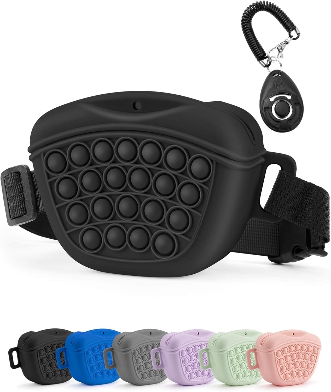 Gobeigo Dog Treat Pouch With Training Clicker 2.0 Upgrade Stronger Magnetic Closure To Avoid Spilling, 1.67 Cup Silicone Treat Bag Fanny Pack With Waist Belt For Pet Training Walking (Black) Gobeigo Dog Treat Pouch with Training Clicker 2.0-Upgrade Stronger Magnetic Closure to Avoid Spilling, 1.67 Cup Silicone Treat Bag Fanny Pack with Waist Belt for Pet Training Walking (Black)