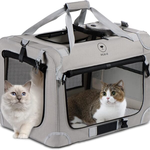 Extra Large Cat Carrier for 2 Cats, Portable Soft Sided Large Pet Carrier for Traveling, Indoor and Outdoor Uses, 24"16"16"
