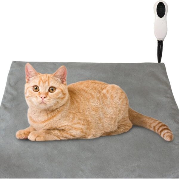 Pet Heated Mat-10 Adjustable Temperature Dog/Cat Heating Blanket with Timer, Waterproof Heated Kitten/Puppy Bed with Chew Resistant Cord.Ideal Gift for Pets Illness, Birth, or Chilly Days.