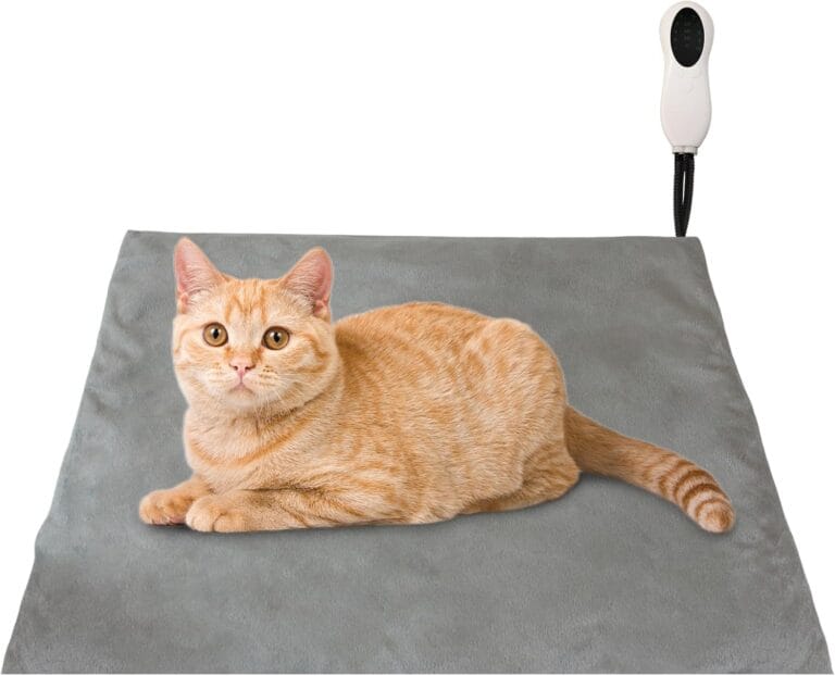 Pet Heated Mat-10 Adjustable Temperature Dog/Cat Heating Blanket with Timer, Waterproof Heated Kitten/Puppy Bed with Chew Resistant Cord.Ideal Gift for Pets Illness, Birth, or Chilly Days.