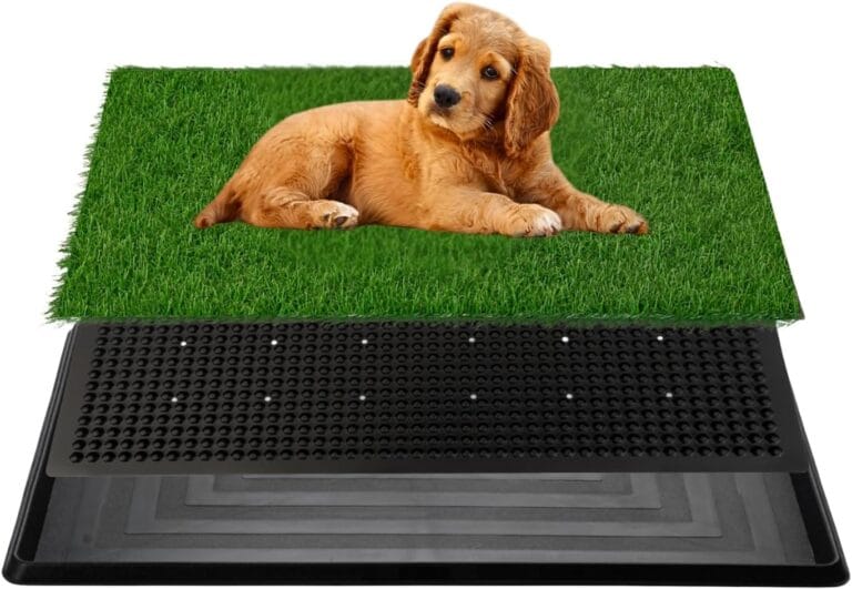 Dog Litter Box with Grass  16 x 20 inch,Strong Absorbency Grass Pad with Tray, Dog Potty Training Pad (16x20)