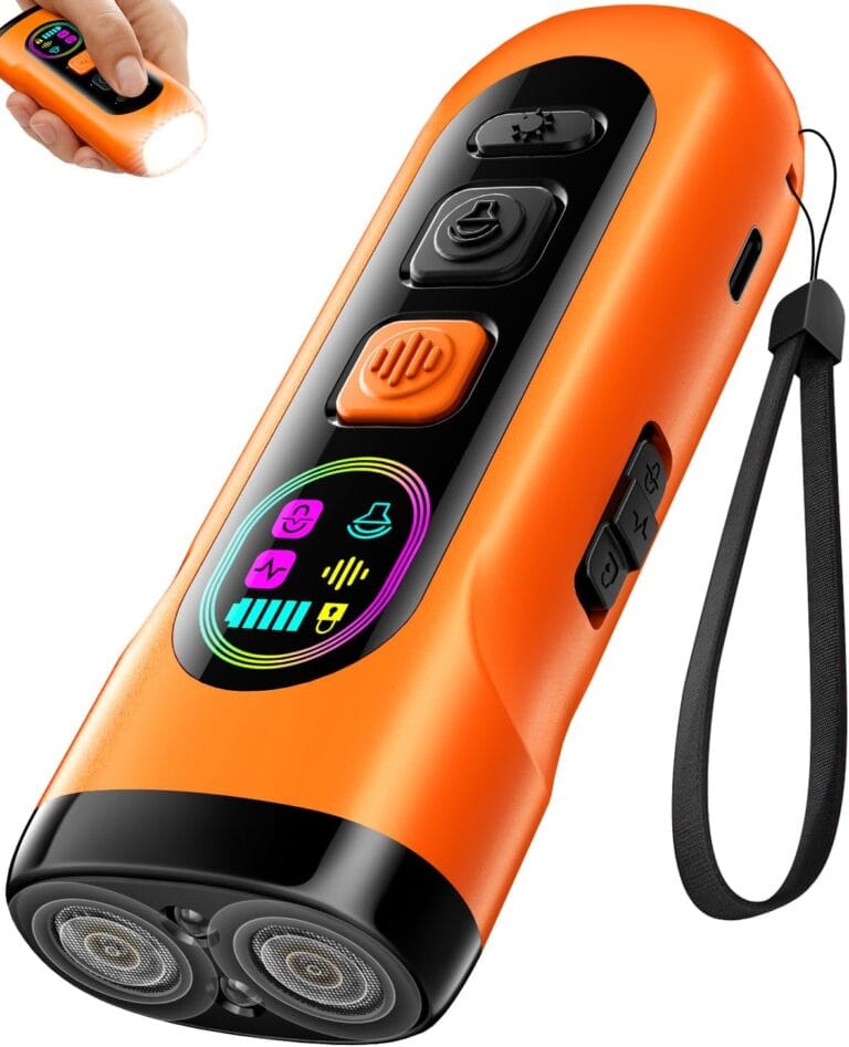 Dog Bark Deterrent Devices Anti Barking Device for Dogs Ultrasonic Bark Stopper Portable Dog Training Tool Indoor Outdoor Up to 50ft Correct Bad Behavior of Own or Neighbor's Dog (Orange)