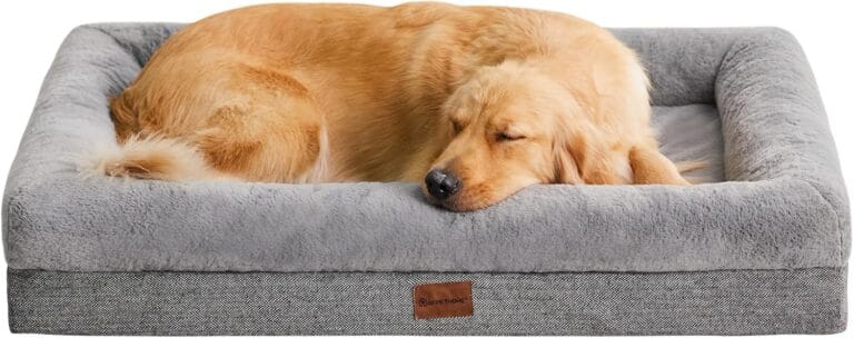 BFPETHOME Orthopedic Dog Bed for Large Sized Dogs  Washable Dog Couch Bed with Bolster Sides, Removable Waterproof Cover, Non-Slip Base, Comfortable Pet Bed for Better Sleeping