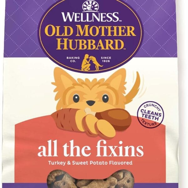 Old Mother Hubbard Wellness All the Fixins Dog Biscuits, Natural, Training Treats, Turkey & Sweet Potato Flavor, Mini Size (16 Ounce Bag)