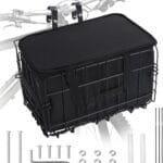 Bike Basket, Foldable Bicycle Basket with Removable Liner Bag, Large Quick Release Design Meta Bike Basket Front for Carrying Dogs, Pets, Fruit, Groceries, Ebike Bicycle Accessories