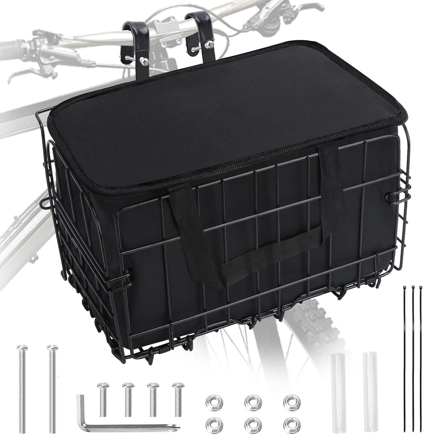 Bike Basket, Foldable Bicycle Basket With Removable Liner Bag, Large Quick Release Design Meta Bike Basket Front For Carrying Dogs, Pets, Fruit, Groceries, Ebike Bicycle Accessories Bike Basket, Foldable Bicycle Basket with Removable Liner Bag, Large Quick Release Design Meta Bike Basket Front for Carrying Dogs, Pets, Fruit, Groceries, Ebike Bicycle Accessories