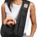 Tomkas Small Dog Sling Carrier - Classic Pocket & Classic Strap - for 3-10 lbs Pets(Black)
