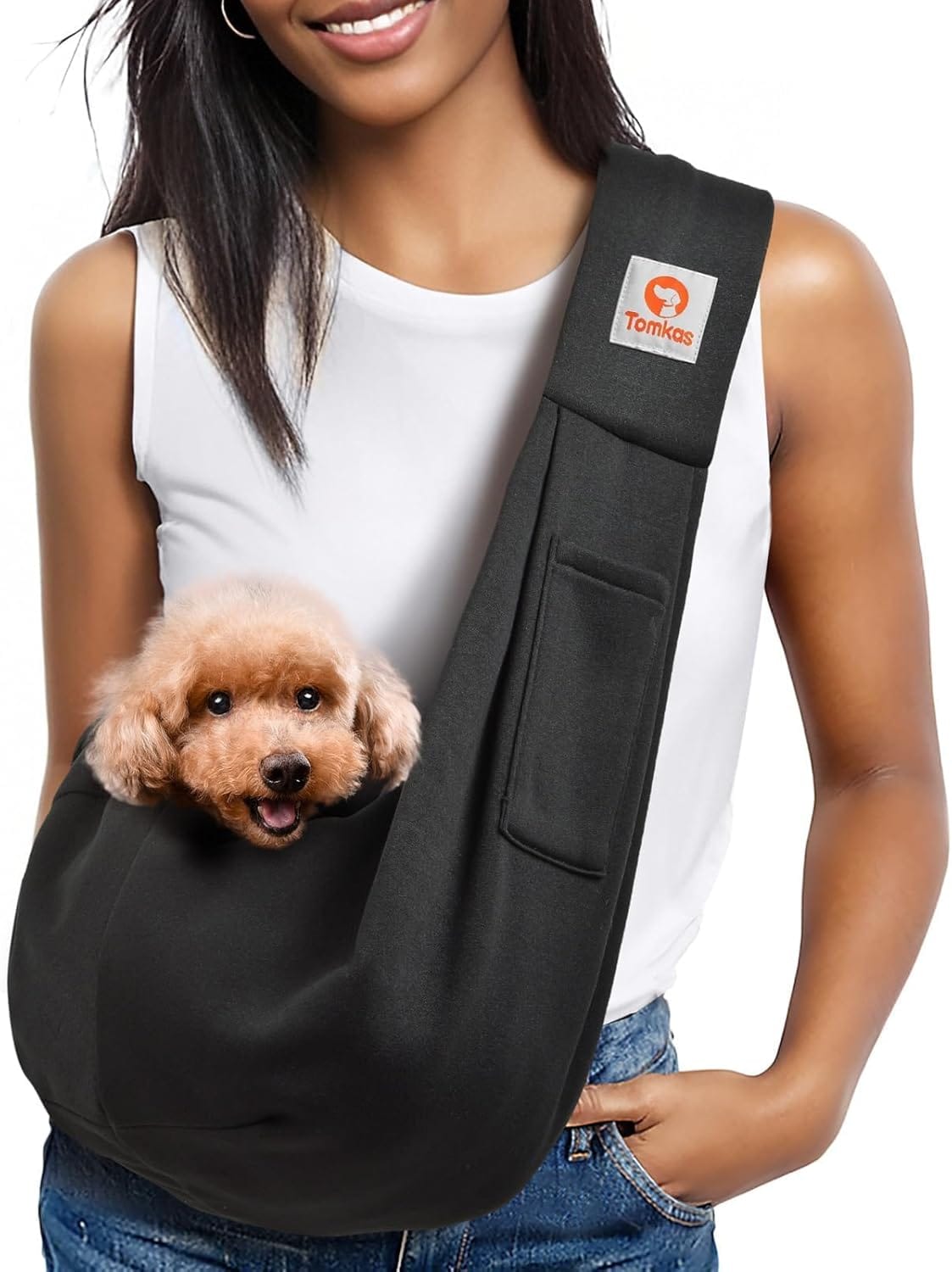 Tomkas Small Dog Sling Carrier Classic Pocket & Classic Strap For 3 10 Lbs Pets(Black) Tomkas Small Dog Sling Carrier - Classic Pocket & Classic Strap - for 3-10 lbs Pets(Black)