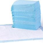 Amazon Basics Dog and Puppy Pee Pads, 5-Layer Leak-Proof Super Absorbent, Quick-Dry Surface, Potty Training, Regular (22x22"), 50 Count, Blue & White