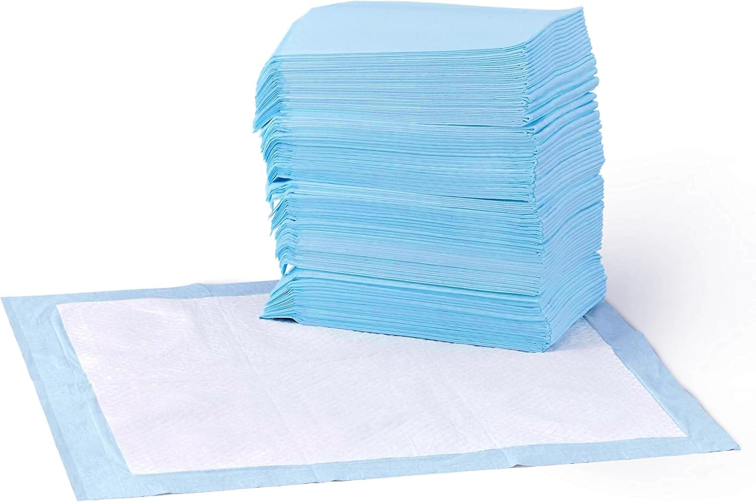 Amazon Basics Dog And Puppy Pee Pads, 5 Layer Leak Proof Super Absorbent, Quick Dry Surface, Potty Training, Regular (22x22"), 50 Count, Blue & White Amazon Basics Dog and Puppy Pee Pads, 5-Layer Leak-Proof Super Absorbent, Quick-Dry Surface, Potty Training, Regular (22x22"), 50 Count, Blue & White
