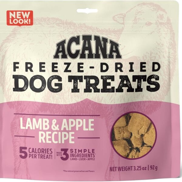 ACANA Singles Grain Free Dog Treats Limited Ingredients & Freeze-Dried Lamb & Apple Recipe 3.25oz Bag