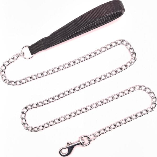Chain Leash for Small Dogs, Heavy Duty Metal Dog Lead Durable Strong Chew Proof Puppy Leashes for Small Medium Large Breed Pet Dogs, 2.0mm * 4ft Black Handle