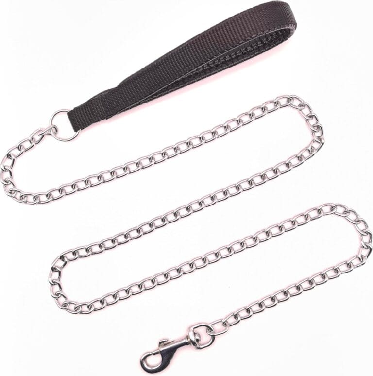 Chain Leash for Small Dogs, Heavy Duty Metal Dog Lead Durable Strong Chew Proof Puppy Leashes for Small Medium Large Breed Pet Dogs, 2.0mm * 4ft Black Handle
