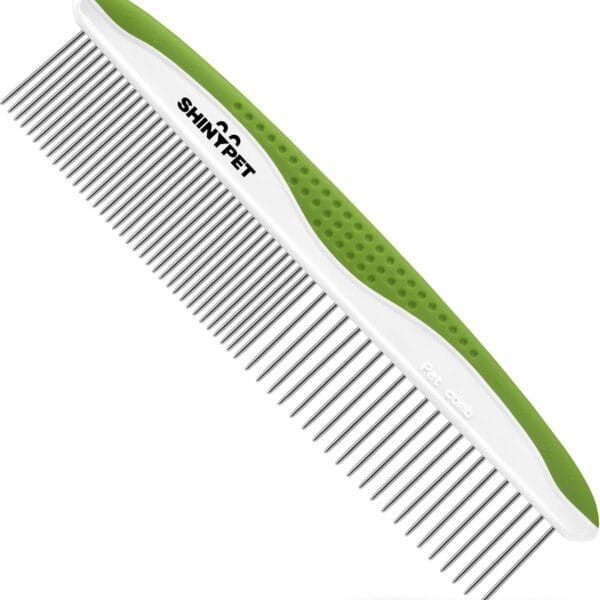 Dog & Cat Comb  Removes Tangles, Knots, and Matted Fur  Grooming Tool with Stainless Steel Teeth and Non-Slip Handle  Best Pet Hair Comb for Home Grooming Kit  Includes eBook Guide