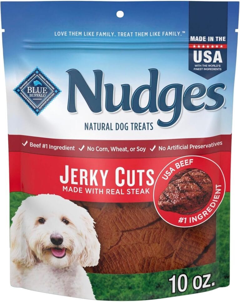 Blue Buffalo Nudges Jerky Cuts Dog Treats, Made in the USA with Natural Ingredients, Steak, 10-oz Bag