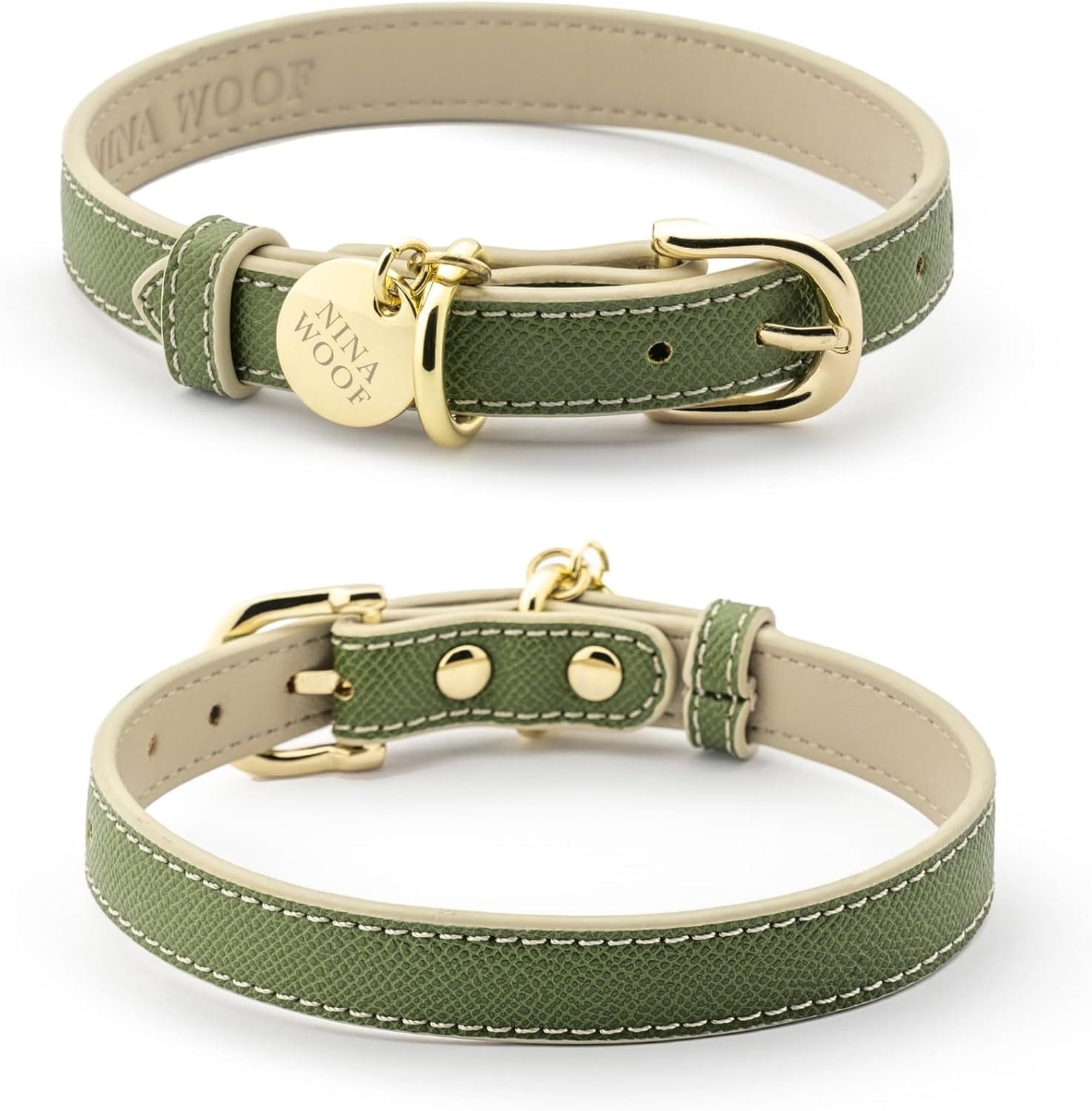 Copenhagen Leather Dog Collar Handmade With Vegan Soft Leather Round Padded Collar With Adjustable Buckle For Extra Small, Small, Medium, And Large Dogs Color Olive Size Extra Small Copenhagen Leather Dog Collar - Handmade with Vegan Soft Leather Round Padded Collar with Adjustable Buckle for Extra Small, Small, Medium, and Large Dogs - Color Olive - Size Extra Small