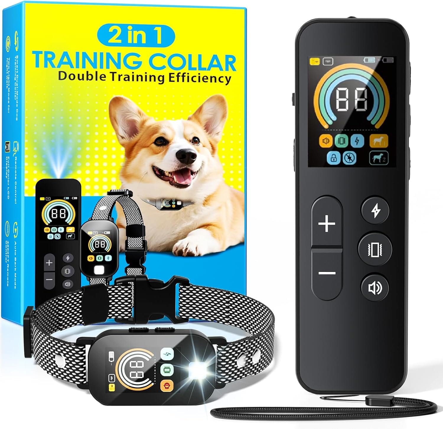 2 In 1 Dog Shock Collar & Dog Bark Collar, 4200 FT Dog Training Collar With Remote,3 Training Modes & Light For Night Walks,IP67 Waterproof Smart Anti Barking E Collar With Adjustable Sensitivity 2 in 1 Dog Shock Collar & Dog Bark Collar, 4200 FT Dog Training Collar with Remote,3 Training Modes & Light for Night Walks,IP67 Waterproof Smart Anti Barking E-Collar with Adjustable Sensitivity