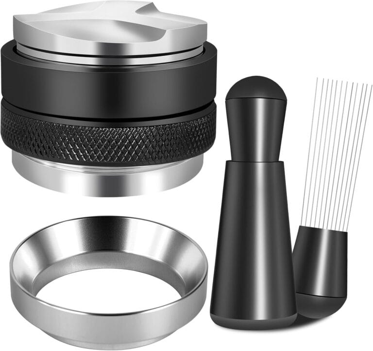 51mm Espresso Accessories Kit, Coffee Distributor and Tamper Leveler, WDT Tool and Dosing Funnel Set Fits 51 mm Espresso Machines and Portafilters