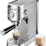 CASABREWS CM5418 Espresso Machine 20 Bar, Compact Espresso Maker with Steam Milk Frother, Stainless Steel Coffee Machine with 34oz Removable Water Tank for Cappuccino, Latte, Silver