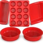 SILIVO 5-Piece Silicone Baking Pans Sets - Nonstick Silicone Bakeware Set with Bread Loaf Pan, Muffin Pan, Square/Round Cake Pan - Oven & Dishwasher Safe