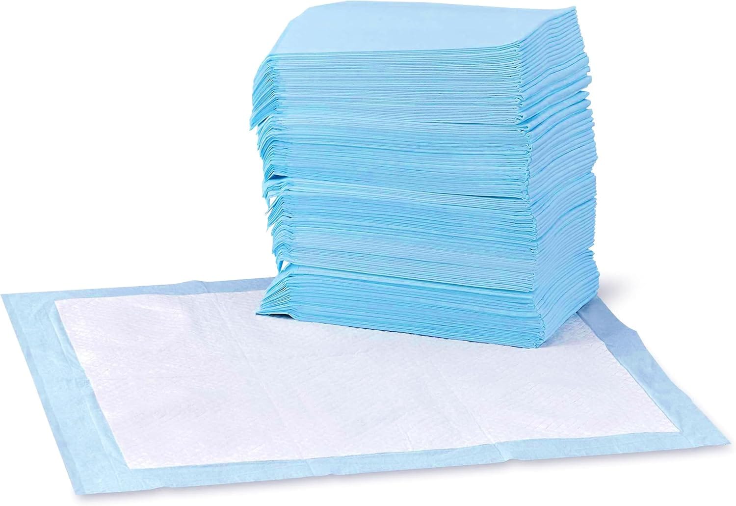 Amazon Basics Dog And Puppy Pee Pads, 5 Layer Leak Proof Super Absorbent, Quick Dry Surface, Potty Training, Regular (22x22"), 100 Count, Blue & White Amazon Basics Dog and Puppy Pee Pads, 5-Layer Leak-Proof Super Absorbent, Quick-Dry Surface, Potty Training, Regular (22x22"), 100 Count, Blue & White