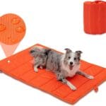 BDEUS 51x35In Extra Large Size Outdoor Dog Bed, Waterproof & Portable Camping Travel Pet Mat, Easy to Clean, Washable Odor Resistant Pet Cooling Pad (Orange)